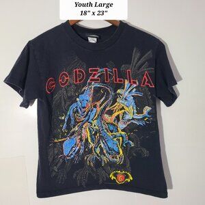 Vintage 1998 Godzilla Movie Promo Black Youth Large T-Shirt
